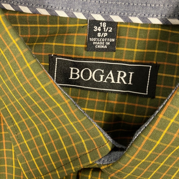 New Bogari Shirt Multicolored Cotton Plaid Button Down Shirt - Picture 6 of 7
